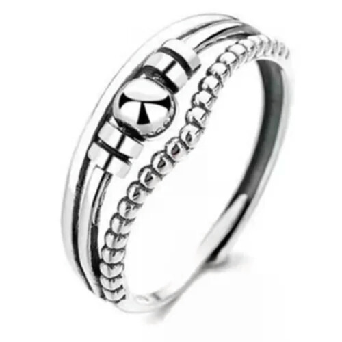 925 Silver Adjustable Anxiety Ring for Women Size 5