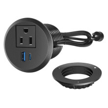 2 Zoll Tisch Eingelassene Stromdurchführung, 20W USB-C Laden, Bündig Montierte Steckdose für Konferenztisch US-Stecker