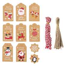 Christmas Gift Tags Kraft Paper Santa Name Tags with Ropes