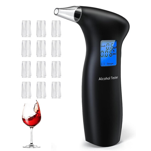 Portable Alcohol Breathalyzer LCD Display 10 Reusable