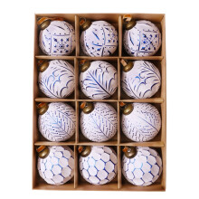 Christmas Ball Ornaments White Blue 12PCS 80mm