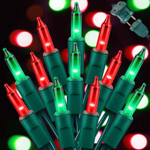 Christmas Lights Red Green 100 Count 20ft Green Wire