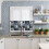 Bear Moose Kitchen Curtains Set Blue Retro Forest Animal 6