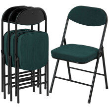 Set of Four Folding Corduroy Seat Chairs - Teal