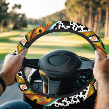 Aztec Tribal Cow Print Steering Wheel Cover Universal Fit
