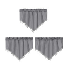 Gray Sheer Tassel Valances Farmhouse Style 3 pcs 51x24 inch