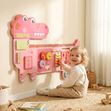 (Pink) AIYAPLAY Busy Board Panels Wall Mounted Dinosaur