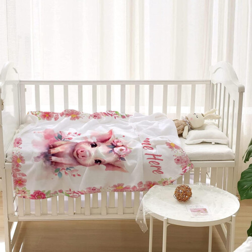 Deer Floral Personalized Blanket Soft Lightweight 40x30 Inch 1
