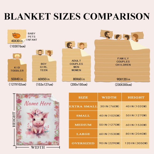 Deer Floral Personalized Blanket Soft Lightweight 40x30 Inch 2