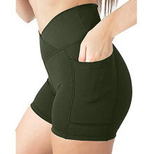 Women's High Waist Tummy Control Yoga Shorts Black L