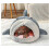 (Blue, M) Self-Warming Shark Shaped Cat Cave Bed Cozy Pet Den 2