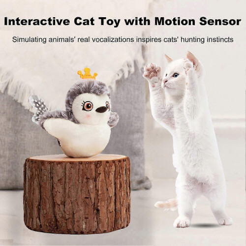 (A) Feather Flyer Upgraded Simulated Chirping Flapping Bird Cat Toy 1