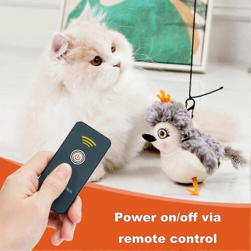 (A) Feather Flyer Upgraded Simulated Chirping Flapping Bird Cat Toy 2