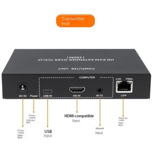 200M -Compatible IP KVM Extender over RJ45 Ethernet Cat5e/6 Cable 1080P Extender USB KVM Via Network  EU PLUG