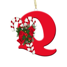 Red Letter Ornaments A-Z with Lollipop Design 26 pcs