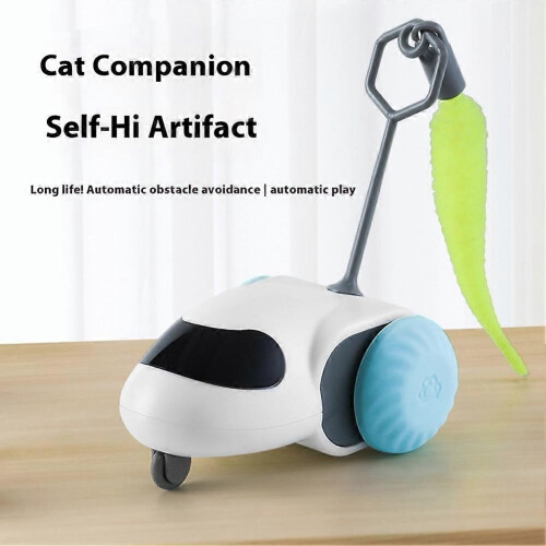 (Blue) Auto-Running Interactive Smart Cat Toy Car with Obstacle Detection for Indoor Cats 1