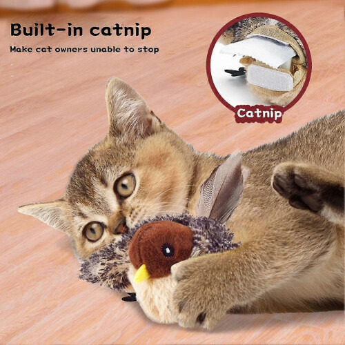 (Chick, One size) Rechargeable Interactive Cat Toy with Electric Simulated Bird 2