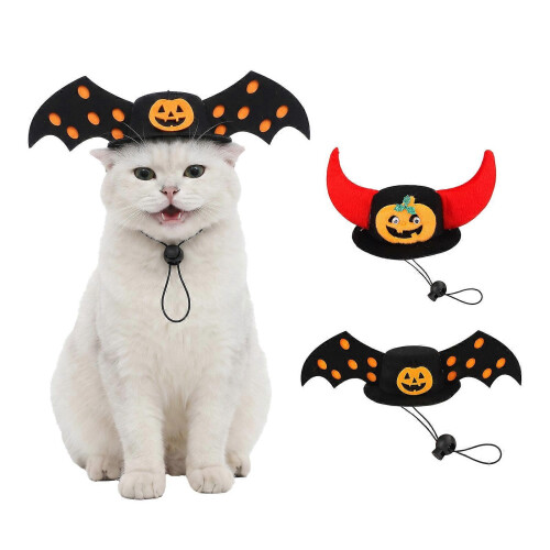 (B) Adjustable Bat Wings Cat Hat Halloween Costume 1