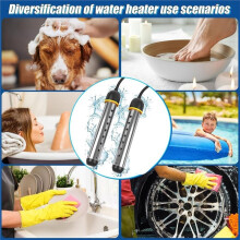 Calentador de Agua de Inmersión Portátil 2000W Termostato de Acero Inoxidable Mejorado Calentamiento Rápido para Piscina Sobre el Suelo Bañera UE
