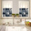Bear Moose Kitchen Curtains Set Blue Retro Forest Animal 4