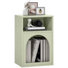 Bedside Table with 2 Open Compartments - Light Green