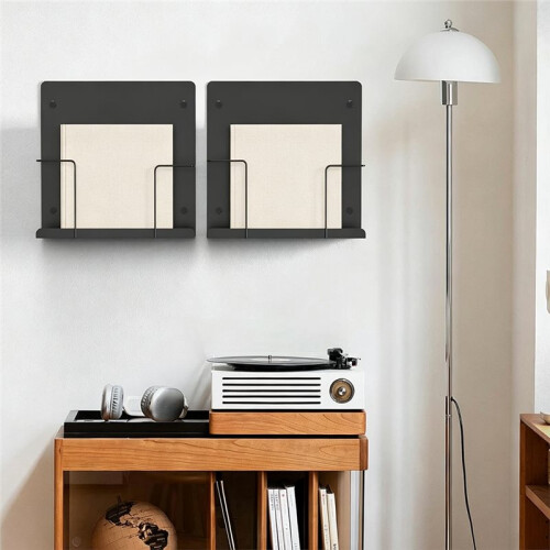 2 Pack Vinyl Storage Display Holder , Wall Mount Vinyl Record Shelf, Vinyl Record Stand Display 2