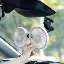 Portable Dual USB Fan 360 Rotatable Car Cooling Fan with Suction Cup for Car Windshield