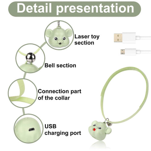 (Cat) USB Rechargeable LED Cat Collar Toy Remote Bell Interactive Light Adjustable Indoor Cats 1