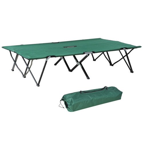 Double Camping Cot Bed, with Bag - Green 1
