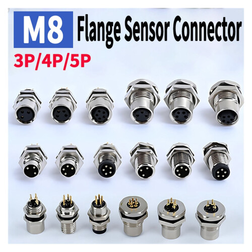 M8 Sensor Connector Panel Back Mount Waterproof Flange 1
