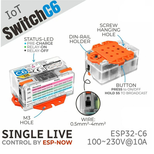 For M5Stack Wi-Fi   Single Live Wire ESP32-C6 Chip Remote Control  Efficient Home Automation 1