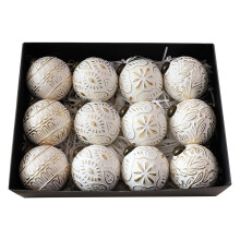 Antique Christmas Ball Ornaments Set 12 Pack 3.1 Inch White