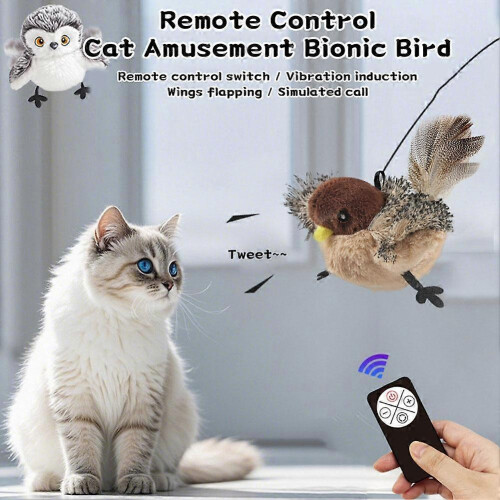 (Bat, One size) Rechargeable Interactive Cat Toy with Electric Simulated Bird 1