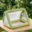(Light Green) Foldable Mesh Panel Cat Tent Bed with Hanging Toy Portable Cat House 3