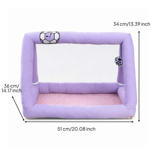 (Light Purple) Foldable Mesh Panel Cat Tent Bed with Hanging Toy Portable Cat House 1