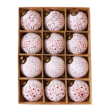 Christmas Ball Ornaments White Red 12PCS 80mm