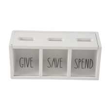 3X Houten Spaarpot voor Kinderen, Spaarvarken op Aanrecht voor Dagelijks Contant Geld, Kinderbank voor Wandmontage Wit