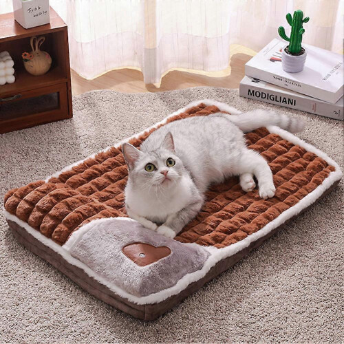 (Grey, S) Thickened Cozy Pet Bed with Removable Pillow for Winter Warmth 1