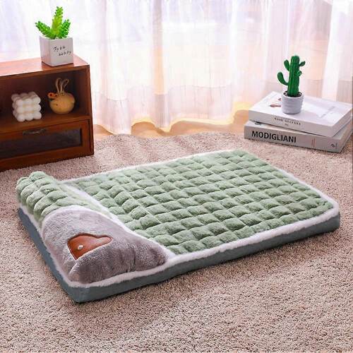 (Coffee, M) Thickened Cozy Pet Bed with Removable Pillow for Winter Warmth 2