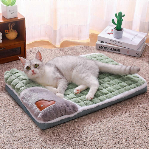 (Coffee, S) Thickened Cozy Pet Bed with Removable Pillow for Winter Warmth 2