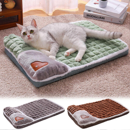(Coffee, L) Thickened Cozy Pet Bed with Removable Pillow for Winter Warmth 1