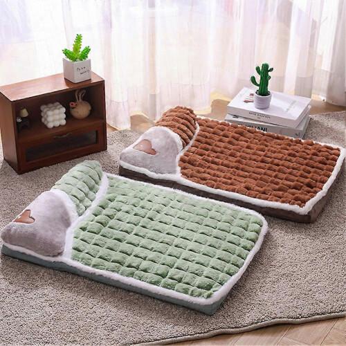 (Coffee, L) Thickened Cozy Pet Bed with Removable Pillow for Winter Warmth 2