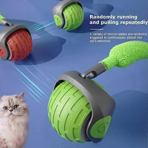 (orange) Speedy Tail 2.0 Automated Moving Cat Toy Interactive 2