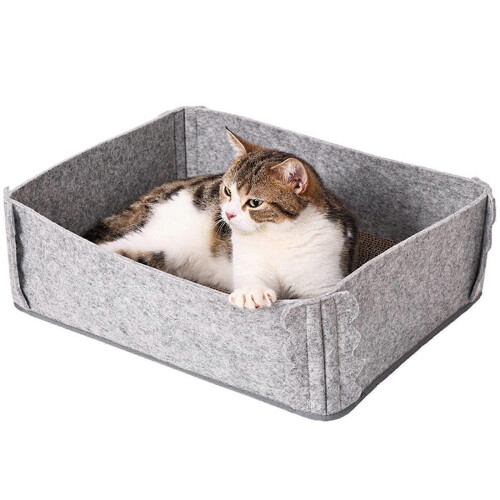(Gray) Breathable Corrugated Cat Scratcher House Multifunctional Space Saving Gray For Indoor Use 1