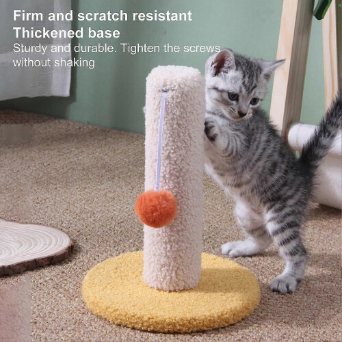 (Green) Indoor Cat Scratching Post Scratch Resistant Coral Fleece Cute Shape Stable Comfortable 1