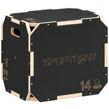 Non-Slip Plyo Box, Corner-free Wooden Jump Box, 31 x 36 x 41 cm