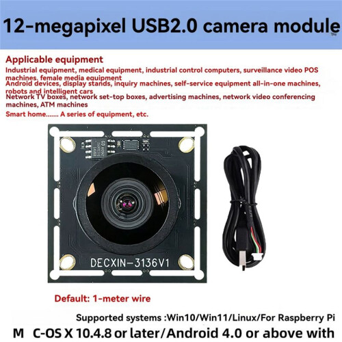 12MP IMX577 USB 2.0 Camera Module 95 Distortion-Free 4K/30fps Wide-Angle for Video Conferencing Face Recognition 2