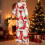 Women's Christmas Print Bathrobe with Pockets Red XL 4
