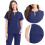 Women Scrubs Set Navy Solid V-Neck Blouse and Drawstring 3