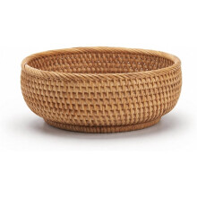 9.3" Rattan Storage Basket - Handmade Decorative Wicker Basket, Home Organization Natural Bread Basket Fruit Bowl